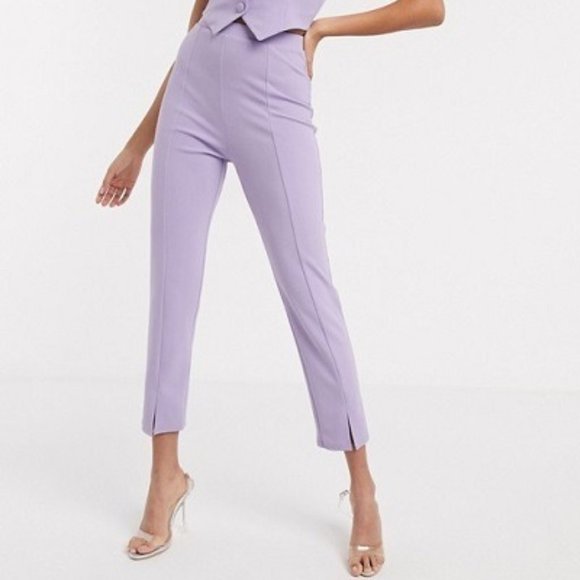 ASOS DESIGN Jersey Slim Fit Suit Pants Lilac US 2 - Picture 1 of 5
